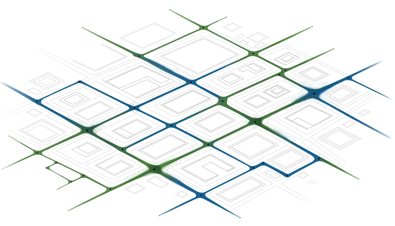 Ilustrace digitální technické mapy města se sítěmi infrastruktury